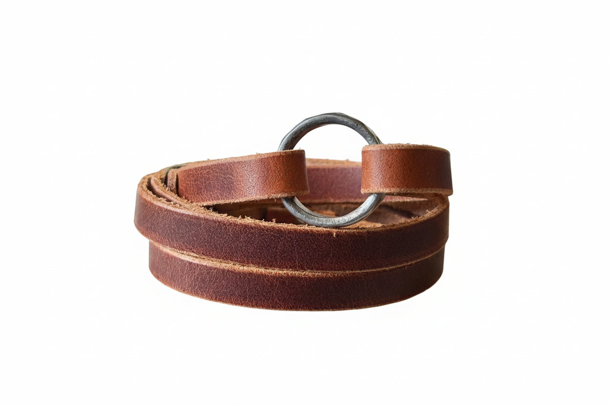 Adjustable 3/8" Wear the Ring Leather Bracelet